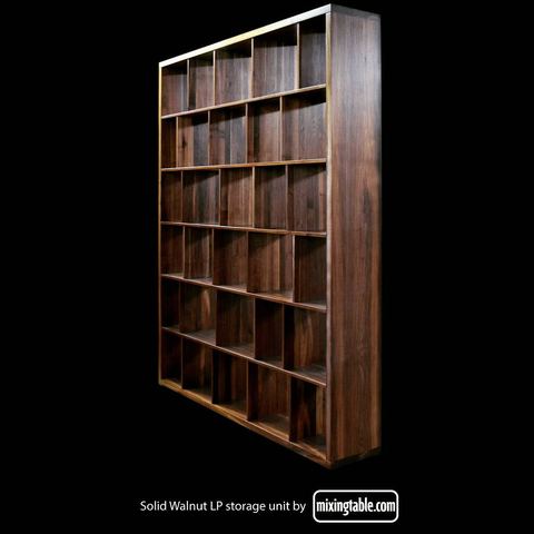 Solid Walnut LP storage unit by mixingtable.com