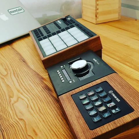 Stream Deck and Maschine Mikro Classic Walnut Desk Stands by mixingtable