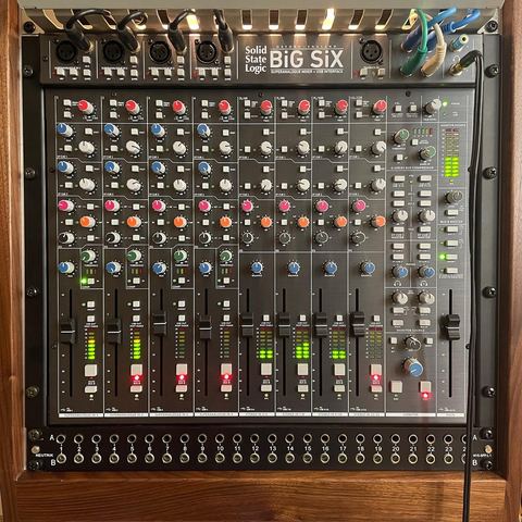 SSL Big Six mounted in a Mixingtable Walnut Rack at our studio