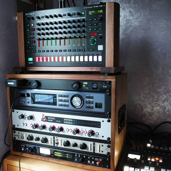 Custom walnut TR-8S vertical stand