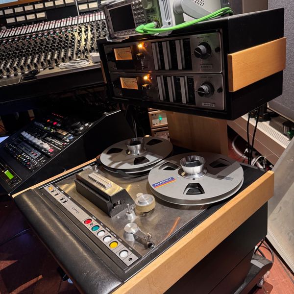 Walnut racks and a custom stand for an Ampex 440